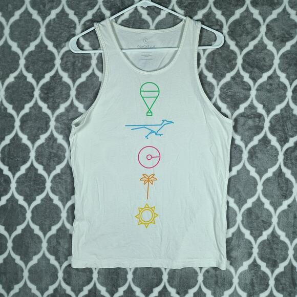 Coachella Music Festival Tank Top Unisex Size Small White Graphic Muscle Tee - Picture 1 of 8
